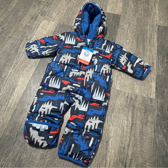Baby Boys Columbia Red White Blue Snowsuit 6-12 Months Abstract Design Winter - Picture 1 of 10
